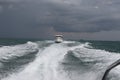 Nature of tropical islands in the ocean,waves and splashes, speedboat ride