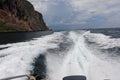 Nature of tropical islands in the ocean,waves and splashes, speedboat ride