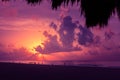 Nature in twilight period, Sunrise or Sunset over the sea. Sea view from tropical beach with purple sky. Royalty Free Stock Photo