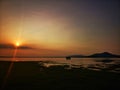 Nature twilight sunset reflection water field in Thailand beautiful sky landscape Royalty Free Stock Photo