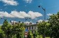 Nature urban landscape with paris flag