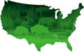 Nature of USA in paper art style. Vector