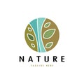 Nature vector logo. with trees, rivers, seas, mountains, business emblems, travel badges, ,ecological health Royalty Free Stock Photo