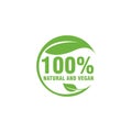 100% nature and vegan logo symbol for vegan campaign logo