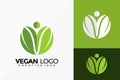 Nature Vegan People Leaf Logo Vector Design. Abstract emblem, designs concept, logos, logotype element for template Royalty Free Stock Photo