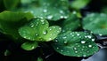 Nature vibrant green leaf reflects the beauty of a wet summer generated by AI Royalty Free Stock Photo