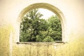 View through arched window