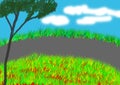 Nature view background cartoon