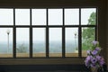 Nature view in glass windows of deluxe building Royalty Free Stock Photo