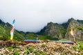 Nature view and traditional stone houses in Annapurna Conservation Area, Nepal Royalty Free Stock Photo