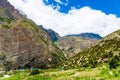 Nature view and traditional stone houses in Annapurna Conservation Area, Nepal Royalty Free Stock Photo