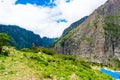 Nature view and traditional stone houses in Annapurna Conservation Area, Nepal Royalty Free Stock Photo