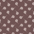 Nature vintage seamless pattern with flowers silouettes in geometric style. Brown pastel background