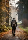 Nature Walk: An invigorating capture of someone enjoying a brisk morning walk autumn forest, harnessing the outdoors to