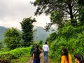 Nature walk and morning walk trekking view Dhanaulti mountain Uttarakhand india