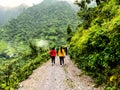 Nature walk and morning walk trekking view Dhanaulti mountain Uttarakhand india