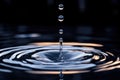 Nature water drop falling with backlight on black background Royalty Free Stock Photo