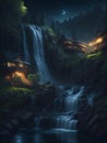 nature with waterfall, Generative Ai illustation,