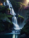 nature with waterfall, Generative Ai illustation,