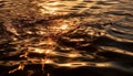 Nature wave reflects the sunset, creating an abstract liquid dusk generated by AI