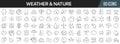 Nature and weather line icons collection. Big UI icon set in a flat design. Thin outline icons pack. Vector illustration EPS10 Royalty Free Stock Photo
