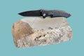 Nature whetstone knife or knife sharpening. Royalty Free Stock Photo