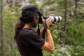 Nature and wildlife photographer at work Royalty Free Stock Photo