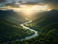 Nature - Winding River Through Valley