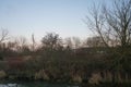 The moon is in the sky over a beautiful December landscape. Berlin, Germany Royalty Free Stock Photo