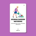 nature woman garden watering vector