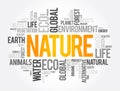 Nature word cloud collage, ecology concept background Royalty Free Stock Photo