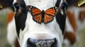 Nature& x27;s Curiosity: Butterfly and Cow