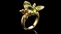 Natureinspired Style Butterflyshaped Peridot Ring Natural Color Whimsical. Generative AI