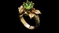 Natureinspired Style Butterflyshaped Peridot Ring Natural Color Whimsical. Generative AI