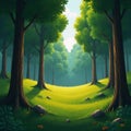 A Natureinspired Vector Illustration featuring a Forrest Landscape with Trees Grass Royalty Free Stock Photo