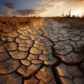 Natures alarm Cracked, dried soil in desert speaks of climate changes severity