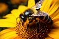 Natures beauty Closeup bumblebee on a sunflower