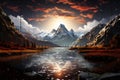 Natures beauty harmonizes as majestic mountains rise in symphony