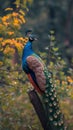 Natures beauty a peacock displays its grandeur on a tree