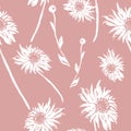 Natures calm floral seamless pattern with Gerbera in full bloom.