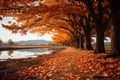 Natures canvas autumn trees, leaves, and sky form a captivating landscape