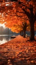 Natures canvas a park adorned with vivid autumnal orange hues