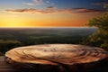 Natures canvas Wooden table ready for product display at sunset