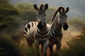 Natures canvas zebras portrait against the enchanting forest greenery