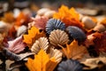 Natures Carpet Colorful leaves blanketing the forest - stock photo concepts