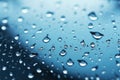 Natures contrast Raindrops on glass, blue sky and gloomy weather Royalty Free Stock Photo