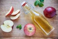 Natures detox. Overhead shot of a bottle of apple cider vinegar on a wooden table. Royalty Free Stock Photo