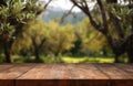 Natures embrace wooden table against a softly blurred park backdrop