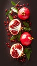 Natures jewels Ripe pomegranate fruits presented in varied compositions