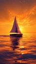 Natures journey Sailing boat silhouette against serene yellow wave backdrop Royalty Free Stock Photo